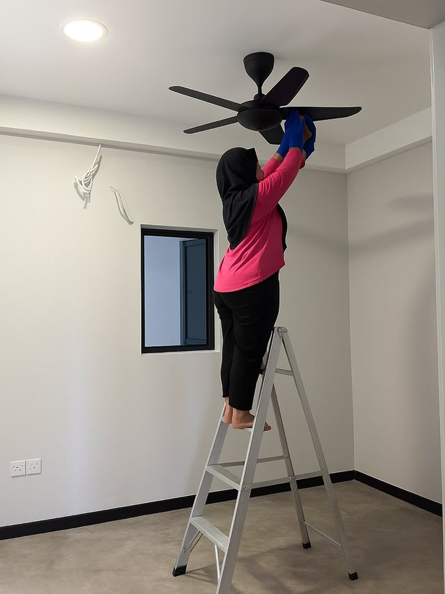 Ceiling fan cleaning