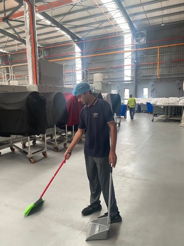 Factory floor sweeping